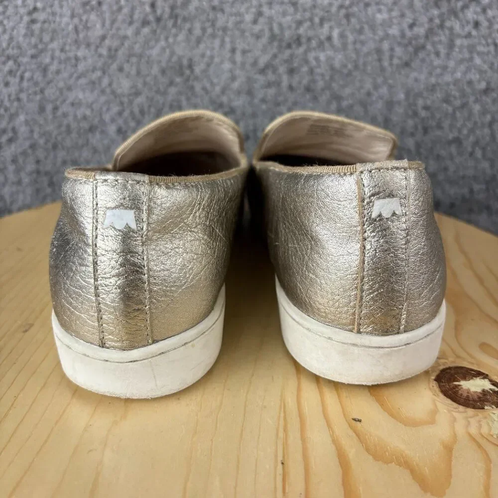 Birdies The Swift Loafer Women 7 Leather Metallic Gold Flat Slip On Comfort Shoe